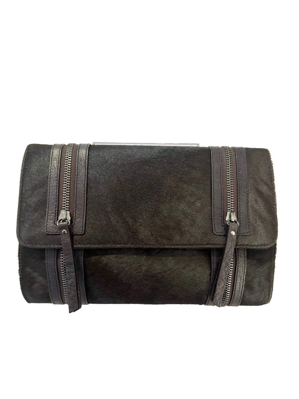 Kenneth Cole Collection Mahogany Brown Cowhide Leather Clutch Bag